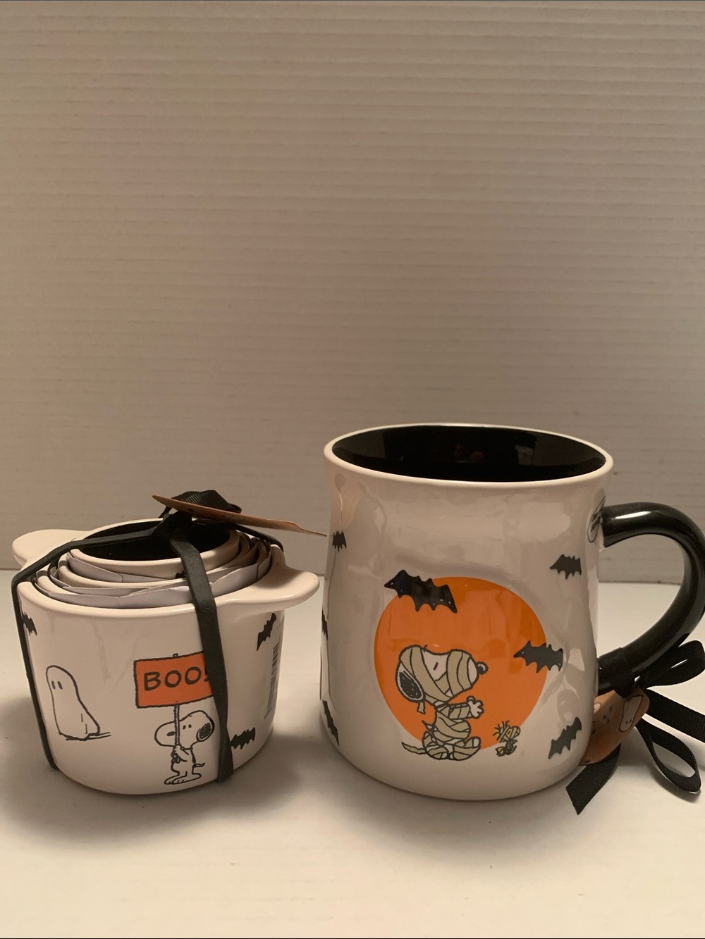 Rae Dunn Halloween Snoopy Measuring Cups Bats Ghosts NEW